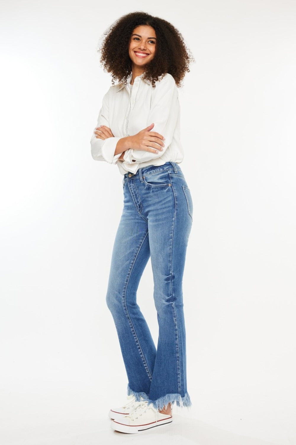 Kancan High Rise Frayed Hem Jeans Kancan High Rise Frayed Hem Jeans - TopFashionHQ