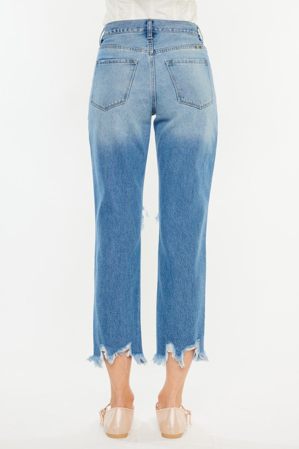 Kancan Distressed Frayed Hem Cropped Jeans Kancan Distressed Frayed Hem Cropped Jeans - TopFashionHQ