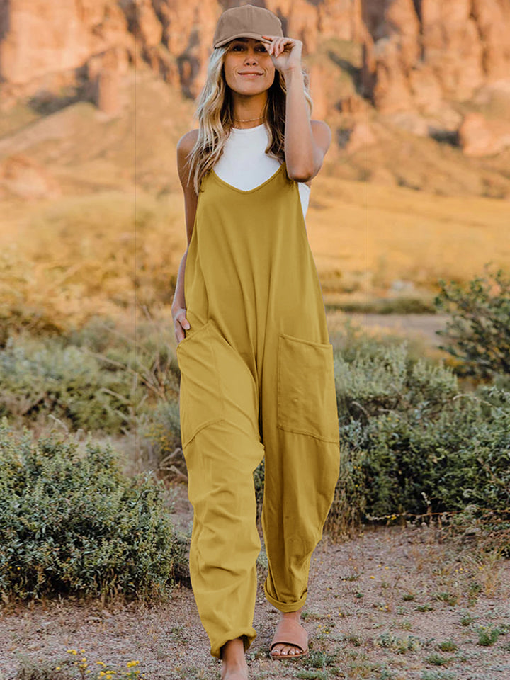 Double Take Full Size Sleeveless V-Neck Pocketed Jumpsuit Double Take Full Size Sleeveless V-Neck Pocketed Jumpsuit - TopFashionHQ