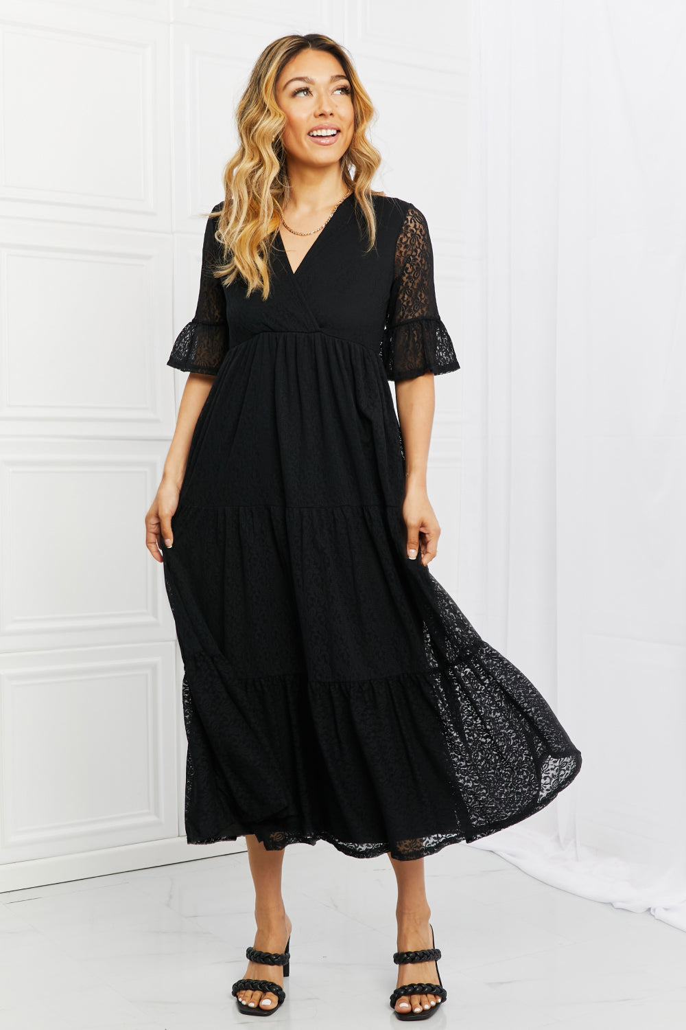 P & Rose Lovely Lace Full Size Tiered Dress P & Rose Lovely Lace Full Size Tiered Dress - TopFashionHQ