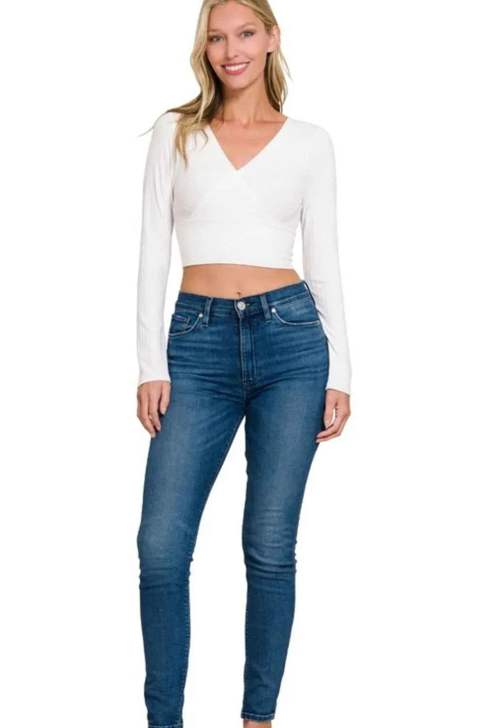 Zenana Ribbed Surplus Waist Band Long Sleeve Top Zenana Ribbed Surplus Waist Band Long Sleeve Top