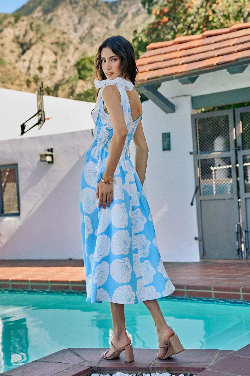 SO ME Shell Smocked Bodice Shoulder Tie Lined Midi Dress 78c87aa0-7c52-4925-b32f-ca78c8b27bc4-Max-Origin