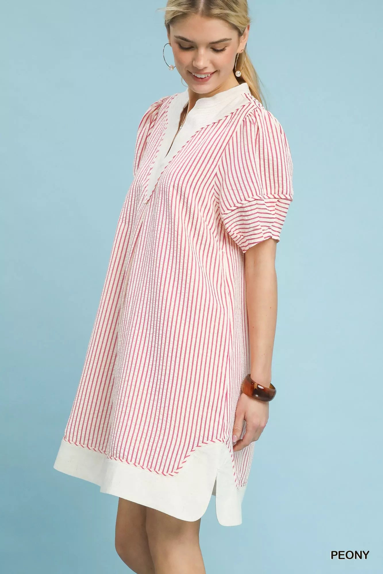 Umgee Pinstripe Shift Dress with Contrast Trim 78db9df8-0316-4c55-bf1c-b916e49819ef-Max-Origin