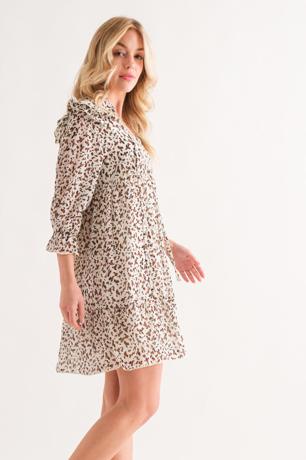 And The Why Leopard Ruffle Hem Woven Mini Dress And The Why Leopard Ruffle Hem Woven Mini Dress - TopFashionHQ