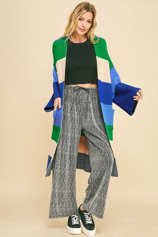 Davi & Dani Color Block Kimono Sleeve Open Front Cardigan Davi & Dani Color Block Kimono Sleeve Open Front Cardigan - TopFashionHQ