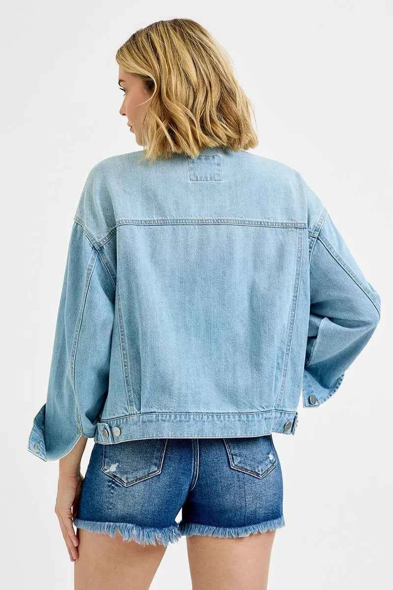 RISEN Washed Dropped Shoulder Denim Jacket RISEN Washed Dropped Shoulder Denim Jacket