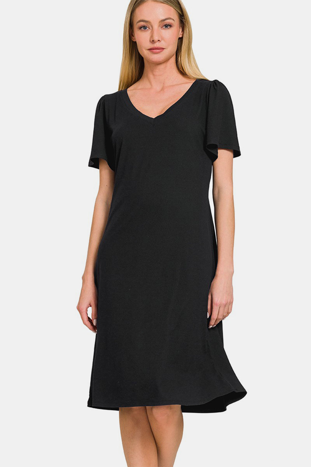 Zenana V-Neck Short Sleeve Dress Zenana V-Neck Short Sleeve Dress - TopFashionHQ