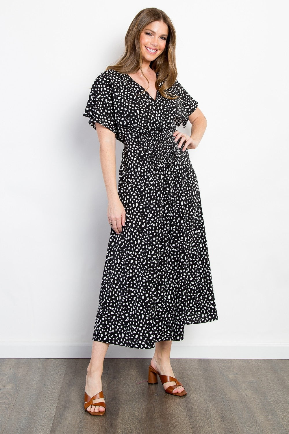 Be Stage Full Size Printed Smocked Waist Dress Be Stage Full Size Printed Smocked Waist Dress - TopFashionHQ