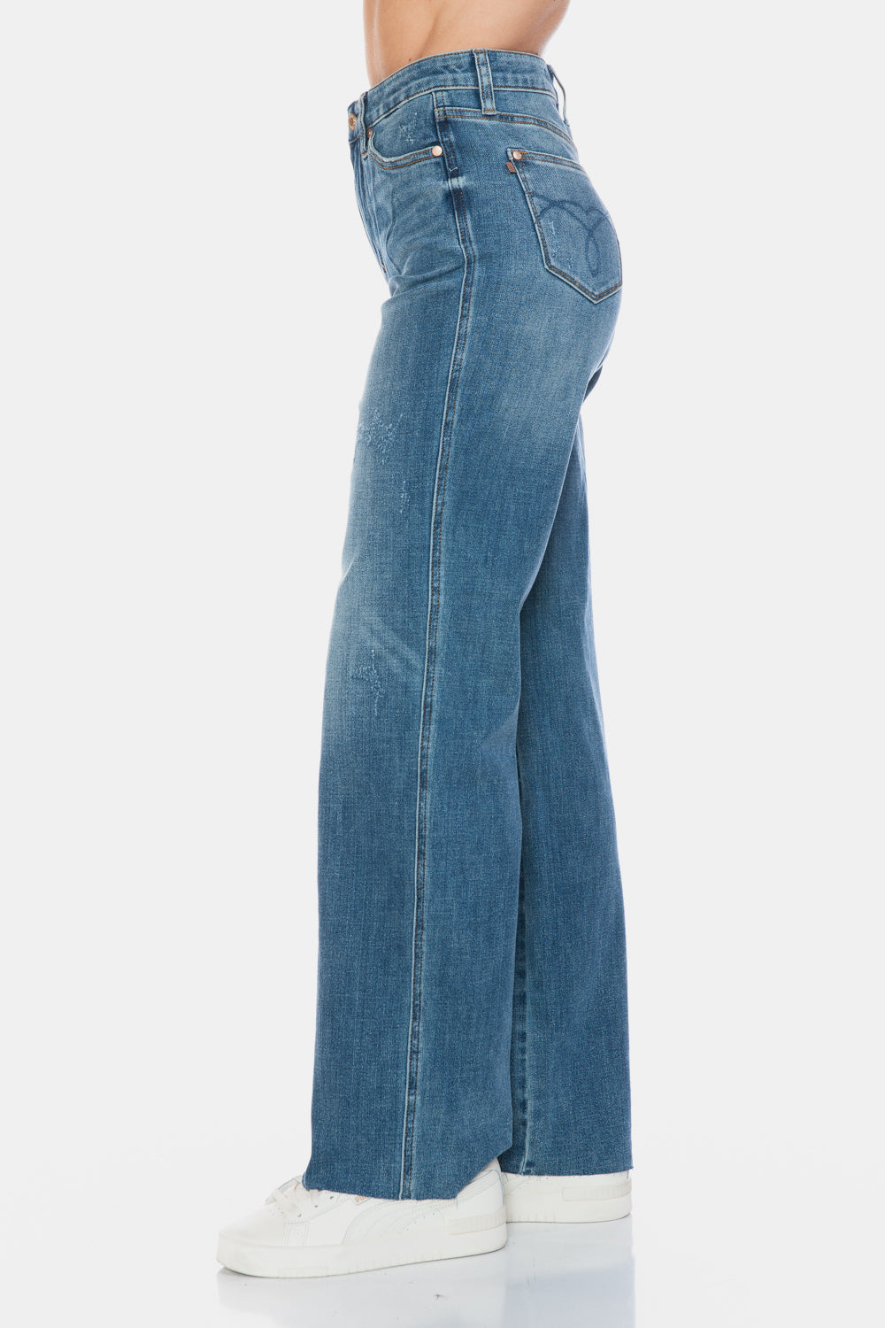Judy Blue Full Size Tummy Control Cut Raw Hem Straight Jeans Judy Blue Full Size Tummy Control Cut Raw Hem Straight Jeans - TopFashionHQ