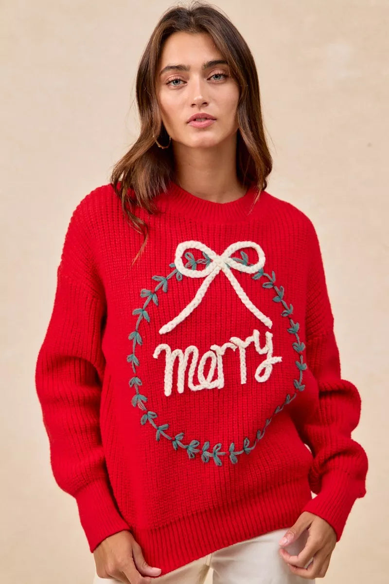 BiBi Christmas Wreath Merry Letter Knit Top 7ac33bb01c514784be80d782cee7f6e4-Max-Origin