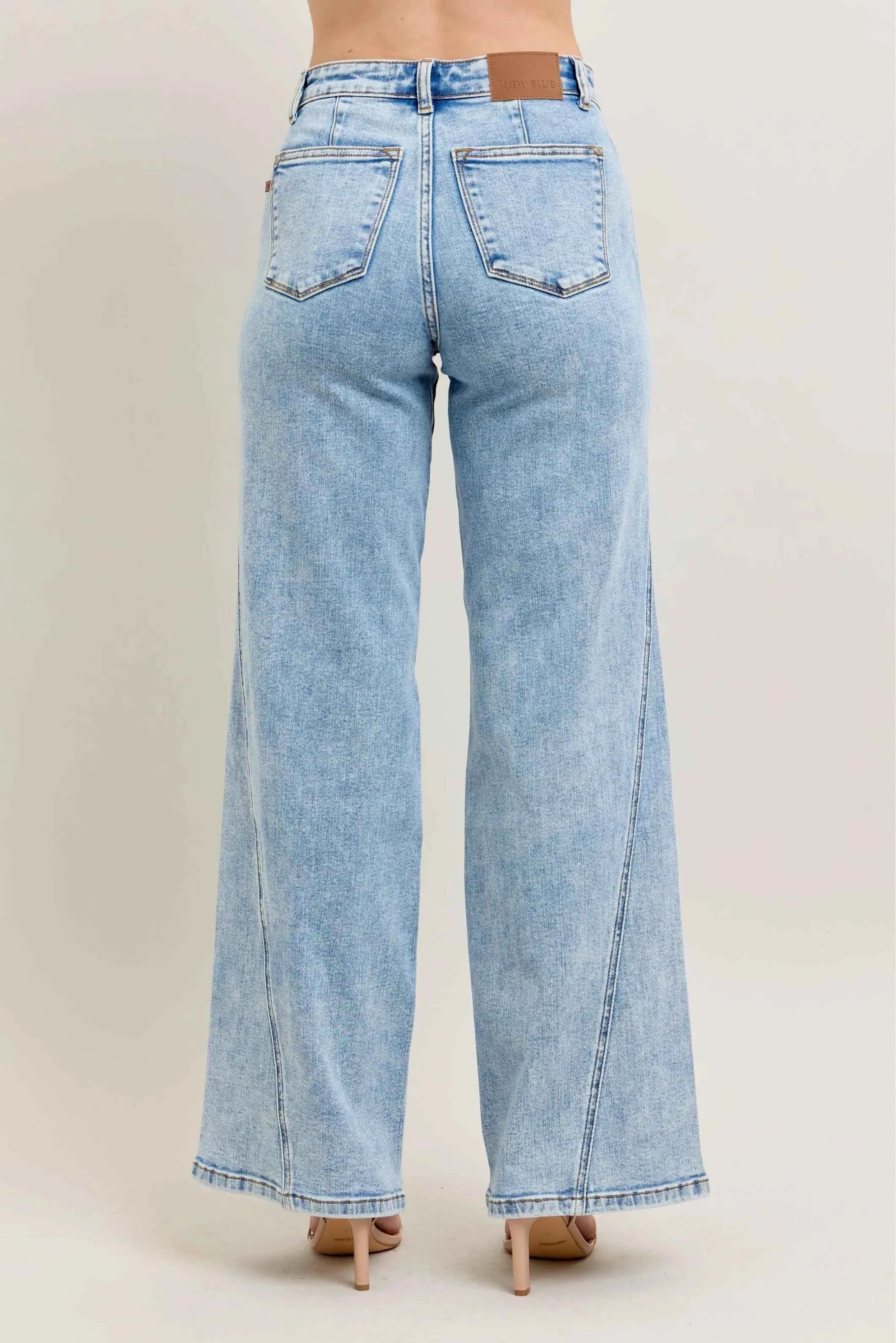Judy Blue Full Size High Waist Wide Leg Jeans with Skewed Inseam Plus Size Judy Blue Full Size High Waist Wide Leg Jeans with Skewed Inseam Plus Size