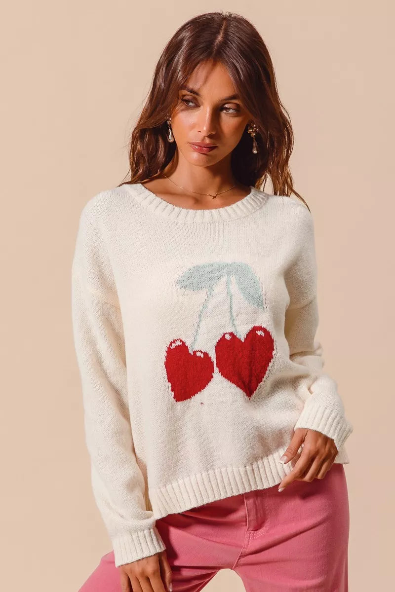 SO ME Heart Cherry Knitted Valentine Sweater Top 7b6059d3b8ed4a979a36ac59bd0b70d6-Max-Origin