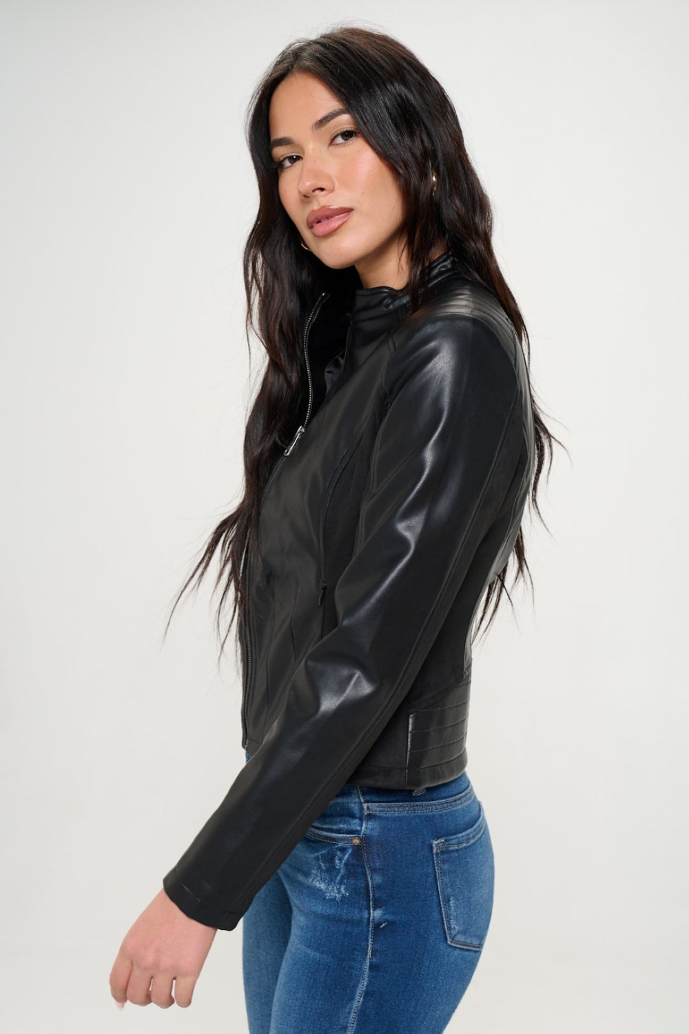 Coalition LA Zip Up Vegan Moto Jacket Coalition LA Zip Up Vegan Moto Jacket - TopFashionHQ