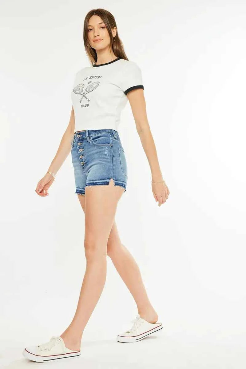 Kancan High Rise Release Hem Denim Shorts Kancan High Rise Release Hem Denim Shorts