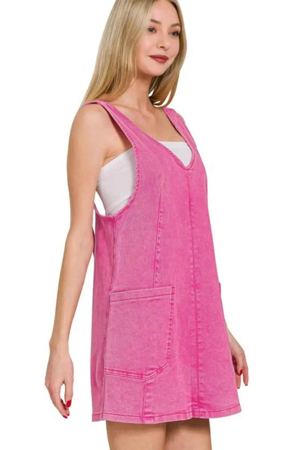 Zenana Washed Adjustable Strap Denim Overall Dress Zenana Washed Adjustable Strap Denim Overall Dress