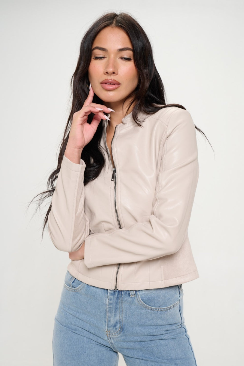 Coalition LA Zip Up Vegan Moto Jacket Coalition LA Zip Up Vegan Moto Jacket - TopFashionHQ