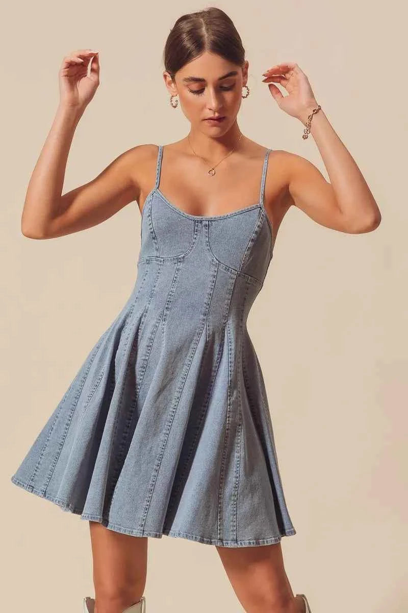 SO ME A Line Fit and Flare Denim Mini Dress SO ME A Line Fit and Flare Denim Mini Dress