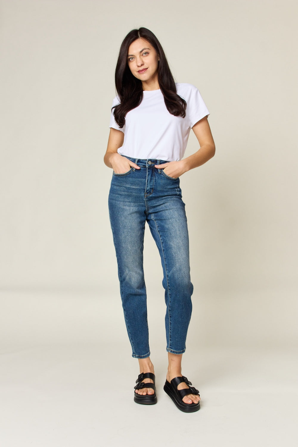 Judy Blue Full Size Tummy Control High Waist Slim Jeans Judy Blue Full Size Tummy Control High Waist Slim Jeans - TopFashionHQ