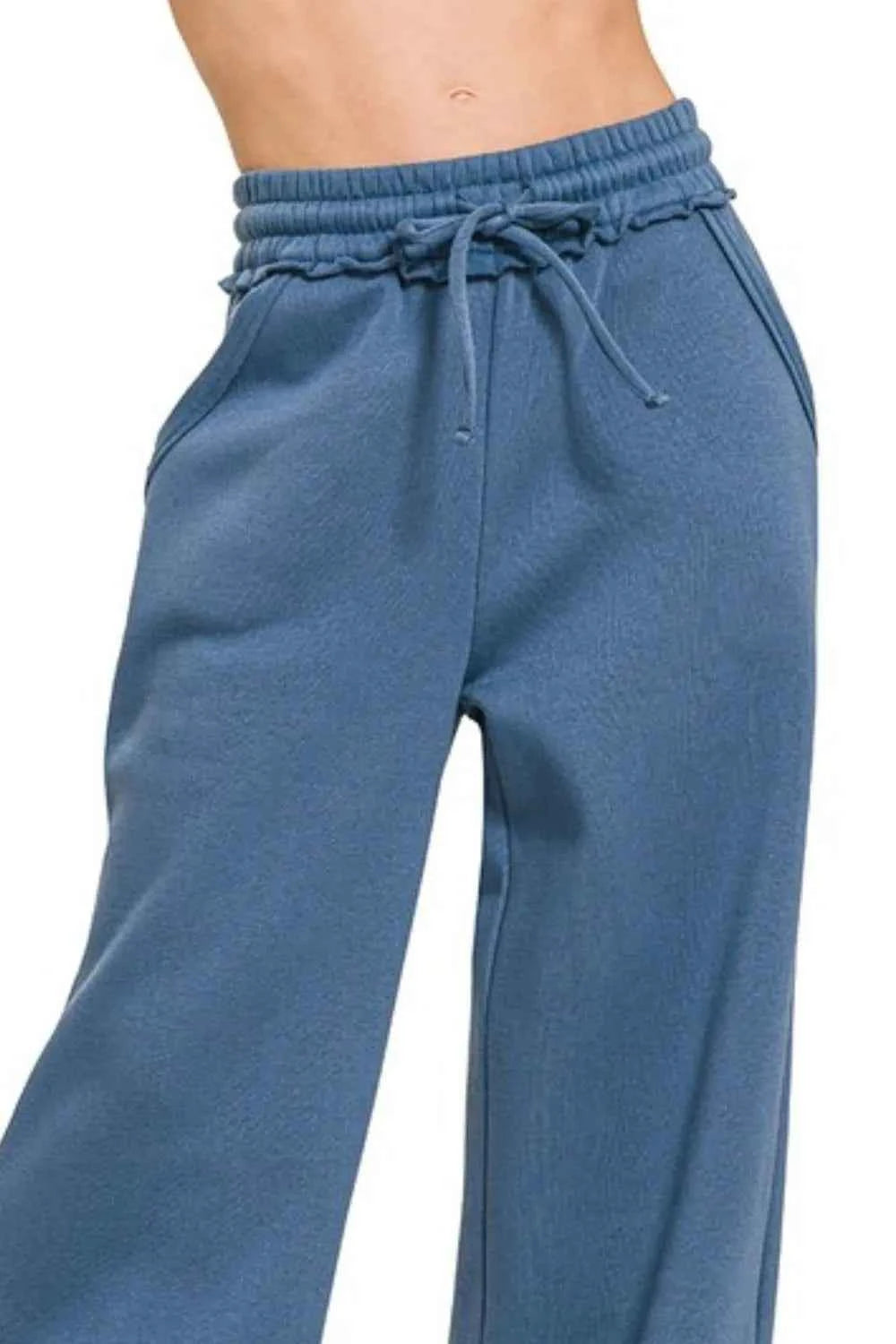 Zenana Fleece Exposed Seam Wide Leg Sweatpants Zenana Fleece Exposed Seam Wide Leg Sweatpants