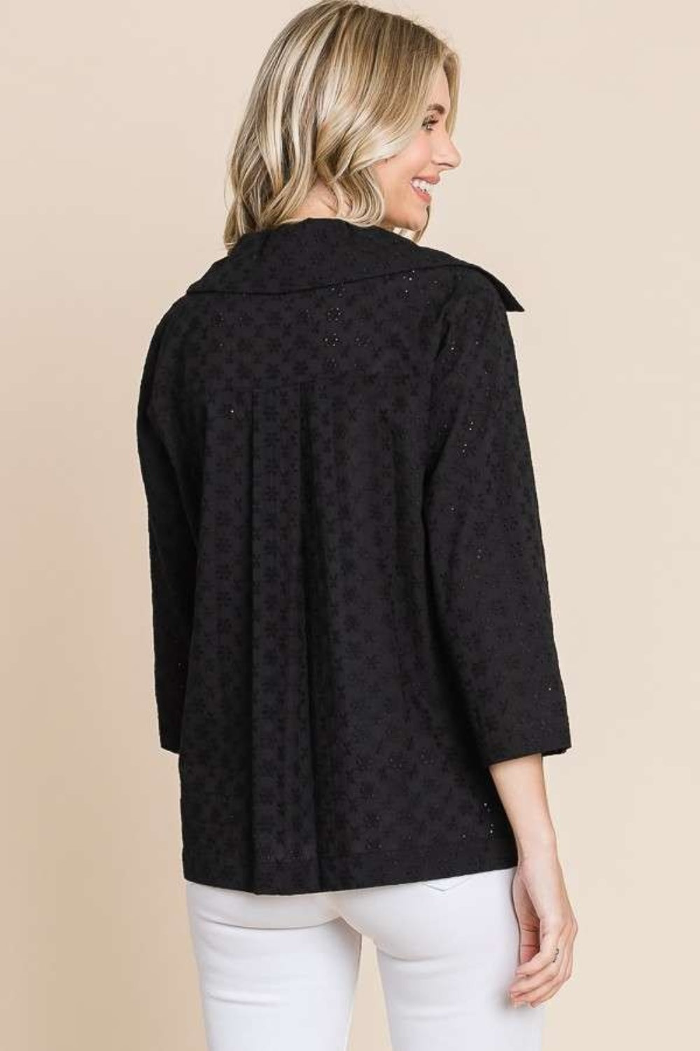 Culture Code Double Breasted Eyelet Jacket with Pockets Culture Code Double Breasted Eyelet Jacket with Pockets