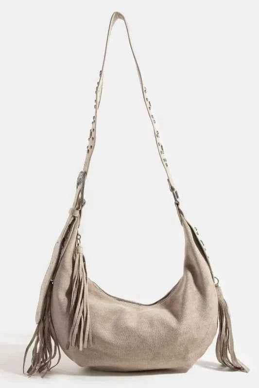 Fame Half Moon Fringe Buckle Strap Hobo Bag Fame Half Moon Fringe Buckle Strap Hobo Bag