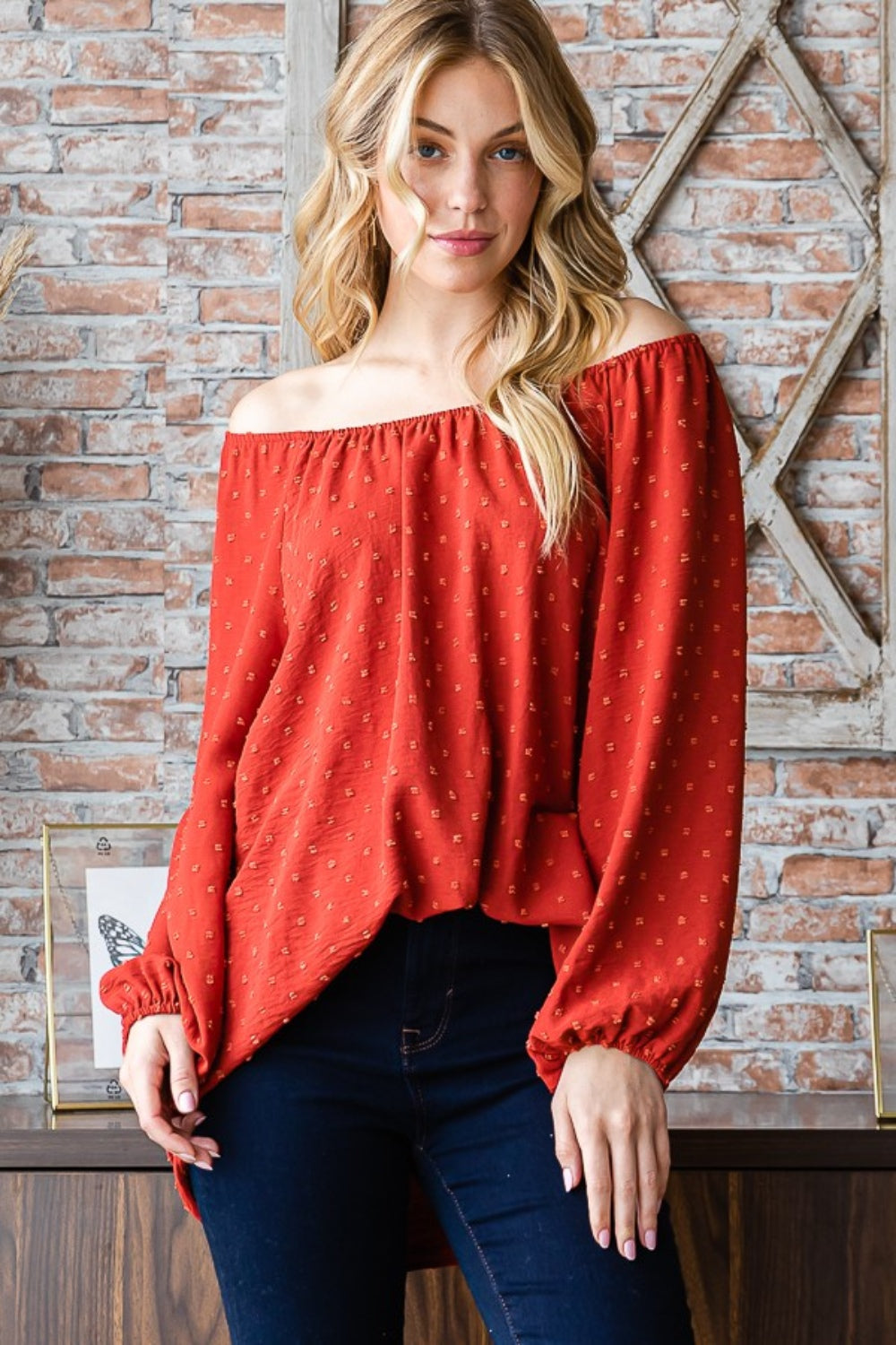 Heimish Full Size Swiss Dot Off Shoulder Top Heimish Full Size Swiss Dot Off Shoulder Top - TopFashionHQ
