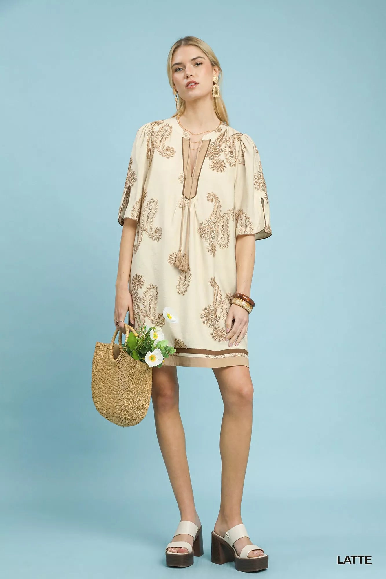 Umgee Embroidered Split Neck Shift Dress 7f30be7c-fb7c-4250-bb3f-6bb2be2c2319-Max-Origin