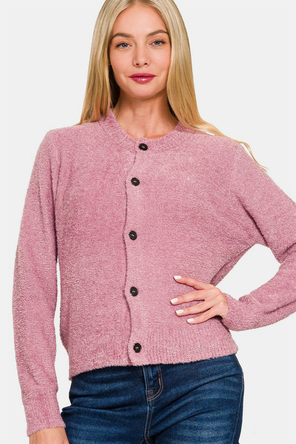 Zenana Button Down Long Sleeve Sweater Cardigan Zenana Button Down Long Sleeve Sweater Cardigan