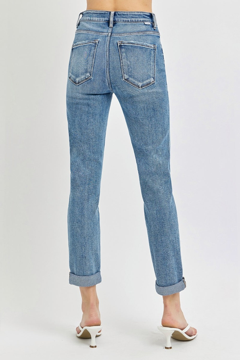 Risen Full Size High Rise Cropped Roll Up Jeans Risen Full Size High Rise Cropped Roll Up Jeans - TopFashionHQ