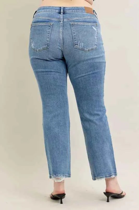 Judy Blue Full Size Mid Rise Wash Destroy Hem Bootcut Jeans Plus Size Judy Blue Full Size Mid Rise Wash Destroy Hem Bootcut Jeans Plus Size