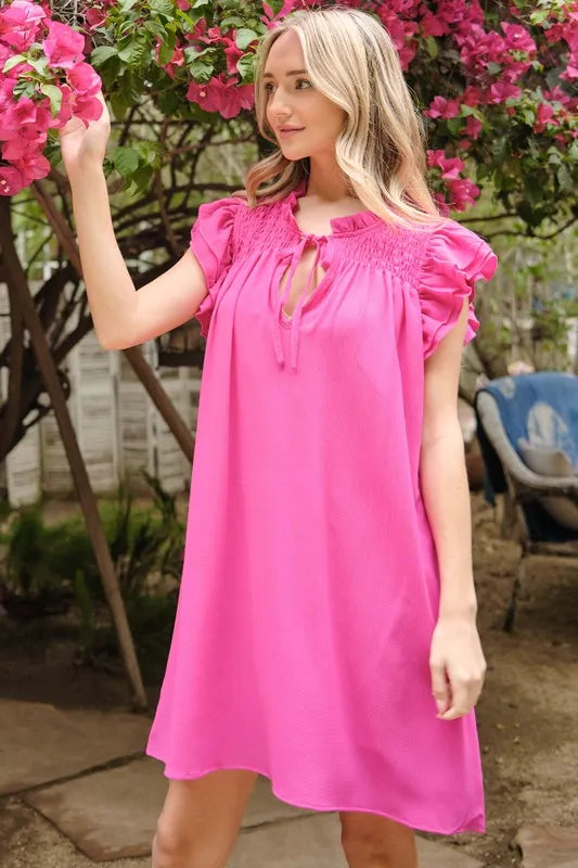 And The Why Ruffle Shoulder Smocked Detailed Dress 80027d21328f452586941b0c651e5bad-Max-Origin