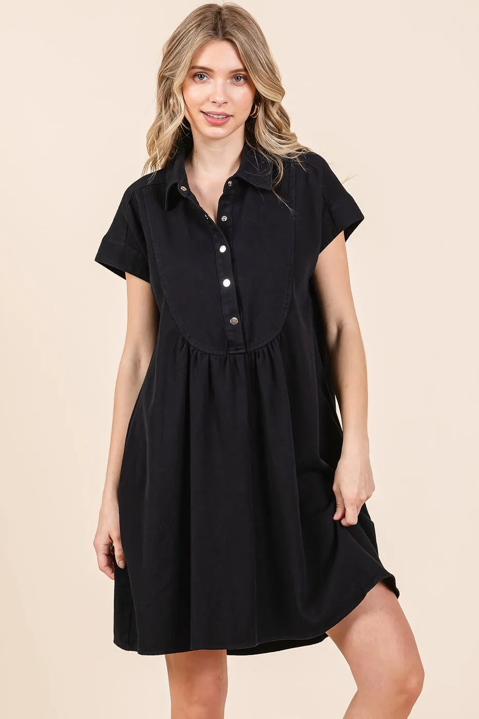 Mittoshop Twill Short Sleeve Collared Mini Dress 801868a07a444294b511df744199449b-Max-Origin