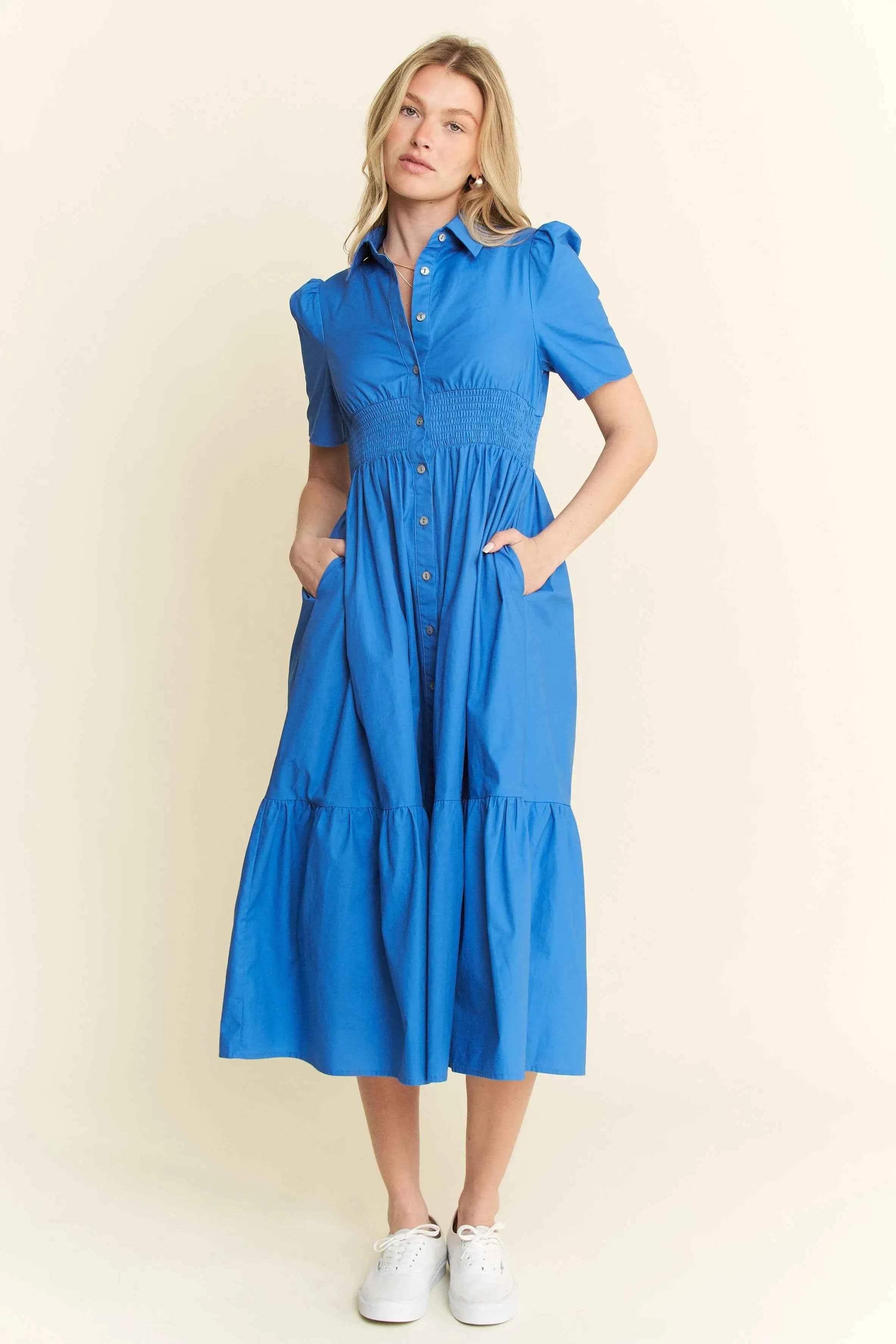 Jade By Jane Short Sleeve Button Down Midi Dress Jade By Jane Short Sleeve Button Down Midi Dress