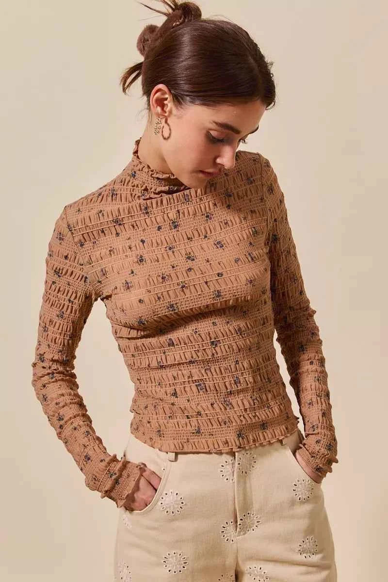 SO ME Floral Print Textured Long Sleeve Knit Top SO ME Floral Print Textured Long Sleeve Knit Top