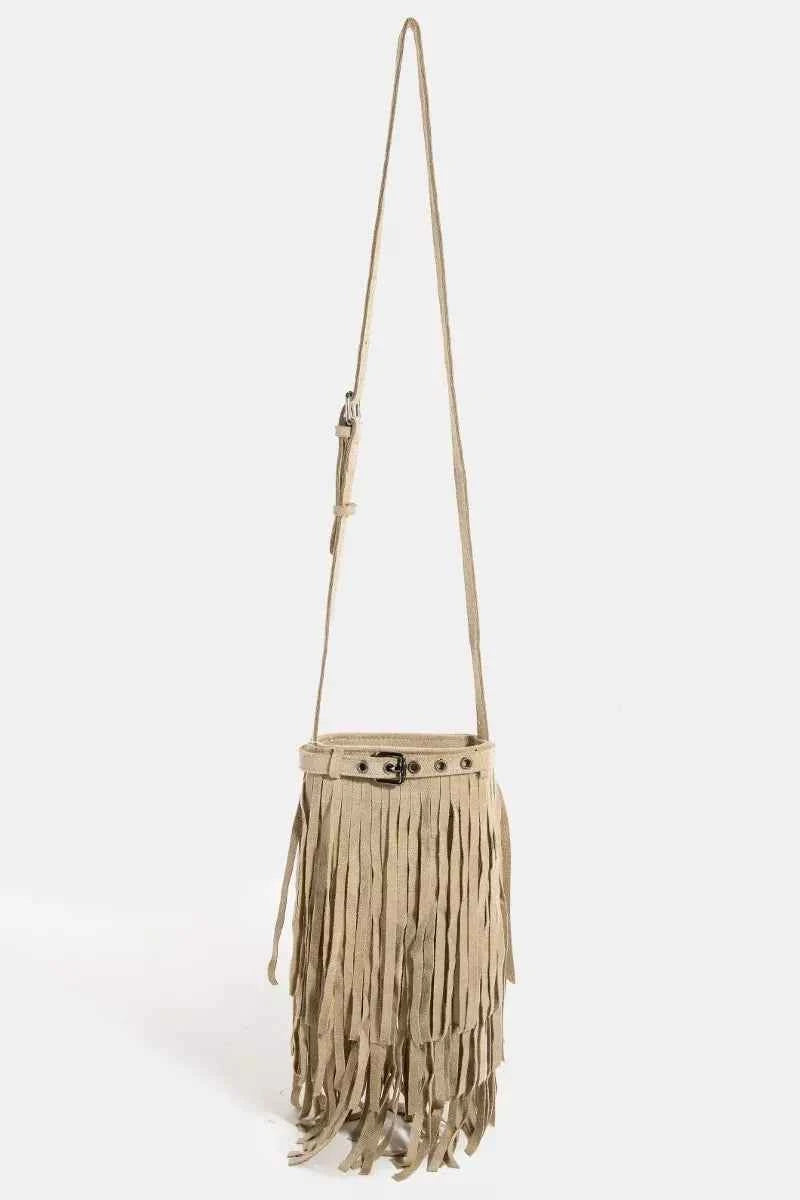 Fame Long Fringe Bucket Shoulder Bag Fame Long Fringe Bucket Shoulder Bag