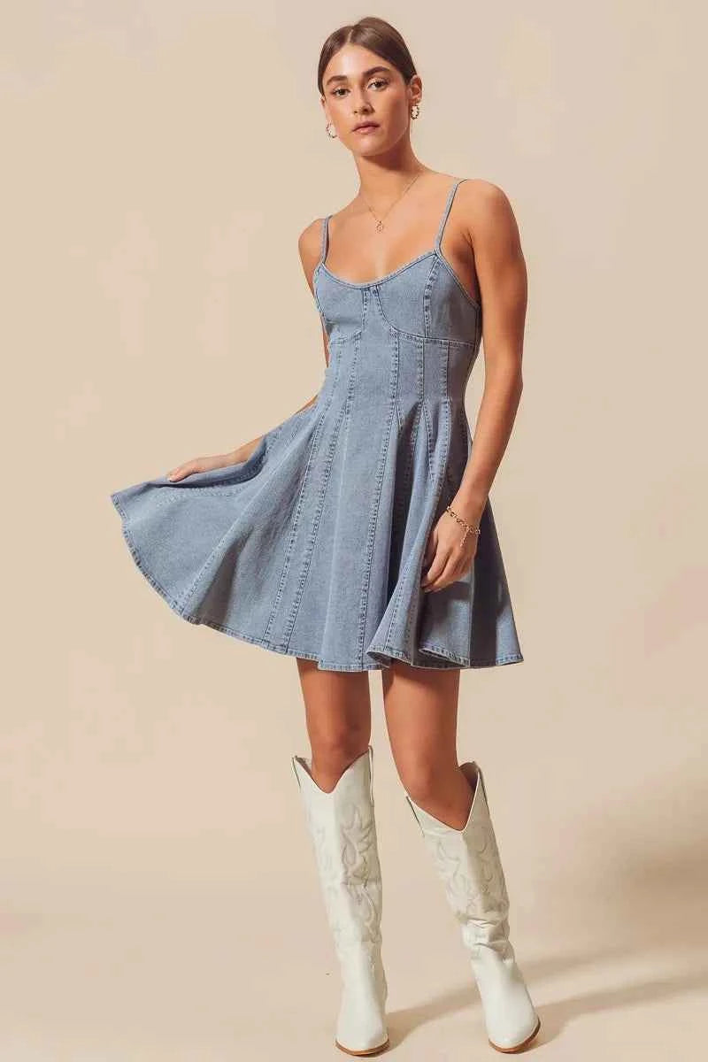 SO ME A Line Fit and Flare Denim Mini Dress SO ME A Line Fit and Flare Denim Mini Dress