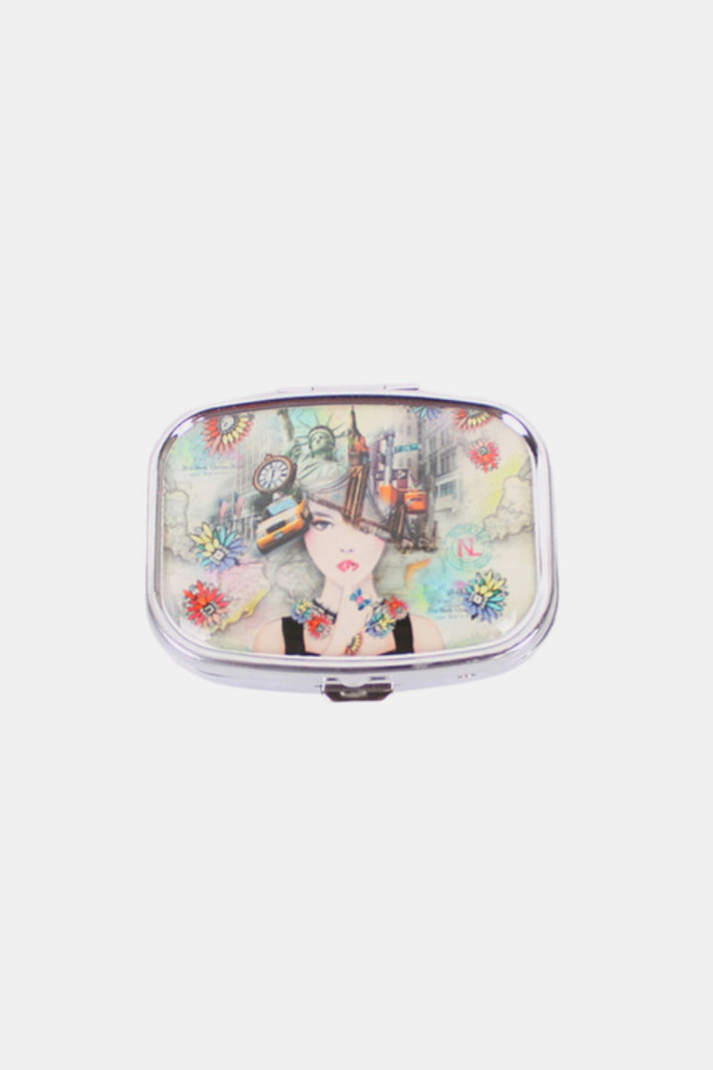 Nicole Lee USA Print Metallic Rectangular Pill Case Nicole Lee USA Print Metallic Rectangular Pill Case - TopFashionHQ