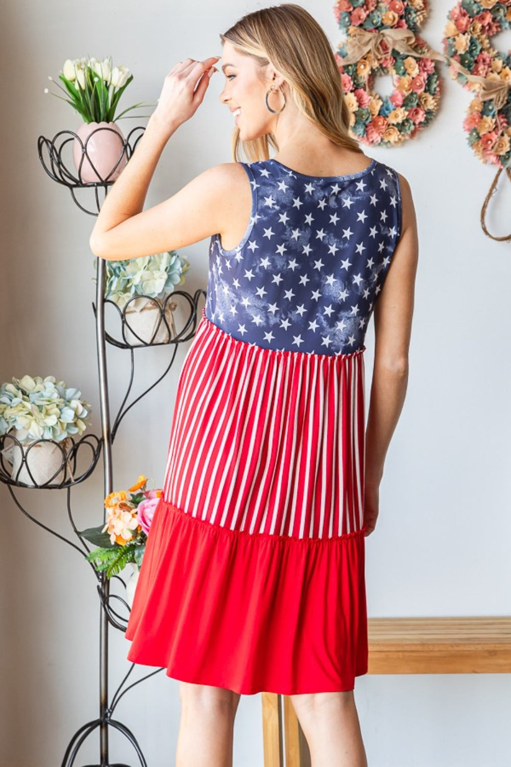 Heimish Full Size US Flag Theme Contrast Tank Dress Heimish Full Size US Flag Theme Contrast Tank Dress - TopFashionHQ