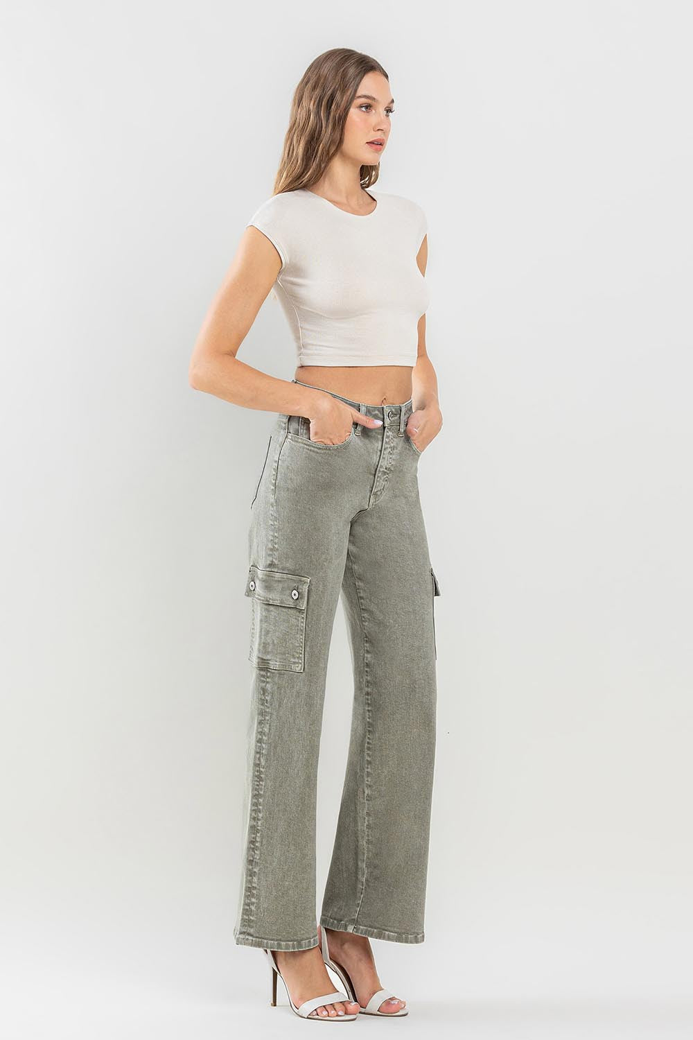 Vervet by Flying Monkey 90's Super High Rise Cargo Jeans Vervet by Flying Monkey 90's Super High Rise Cargo Jeans - TopFashionHQ