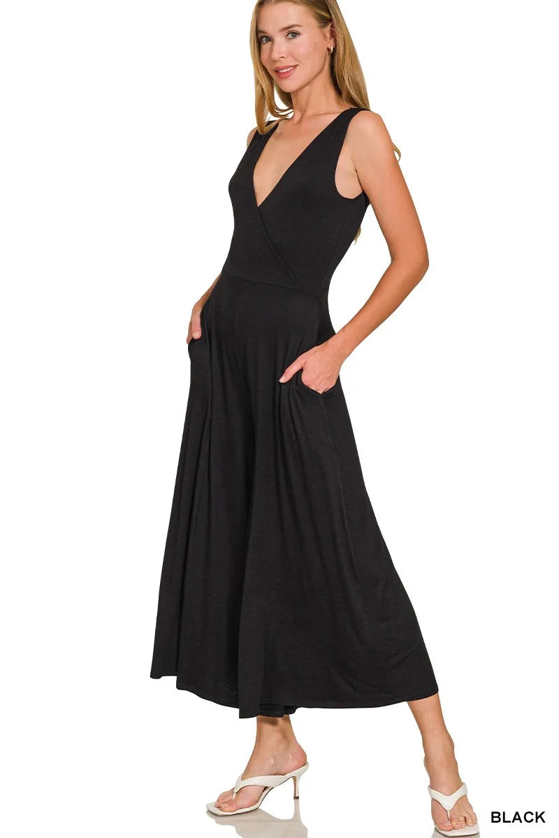 Zenana Surplice Neckline Sleeveless Jumpsuit 82f35c15b0b94edaa92c61132ce80878-Max-Origin