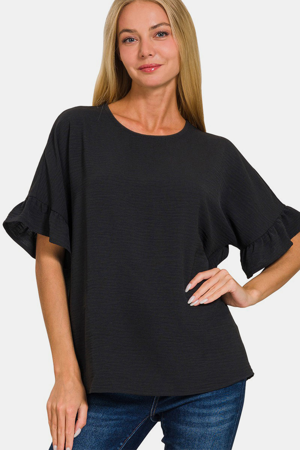 Zenana V-Neck Flutter Sleeve Top Zenana V-Neck Flutter Sleeve Top - TopFashionHQ