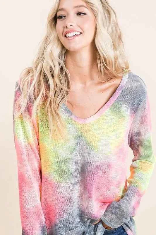BiBi Tie Dye Print Low Gauge Knit Top BiBi Tie Dye Print Low Gauge Knit Top