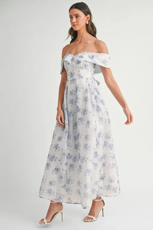 MABLE Floral Printed Off Shoulder Maxi Dress 835f2a190df146adaf2fe4997badf7d5-Max-Origin