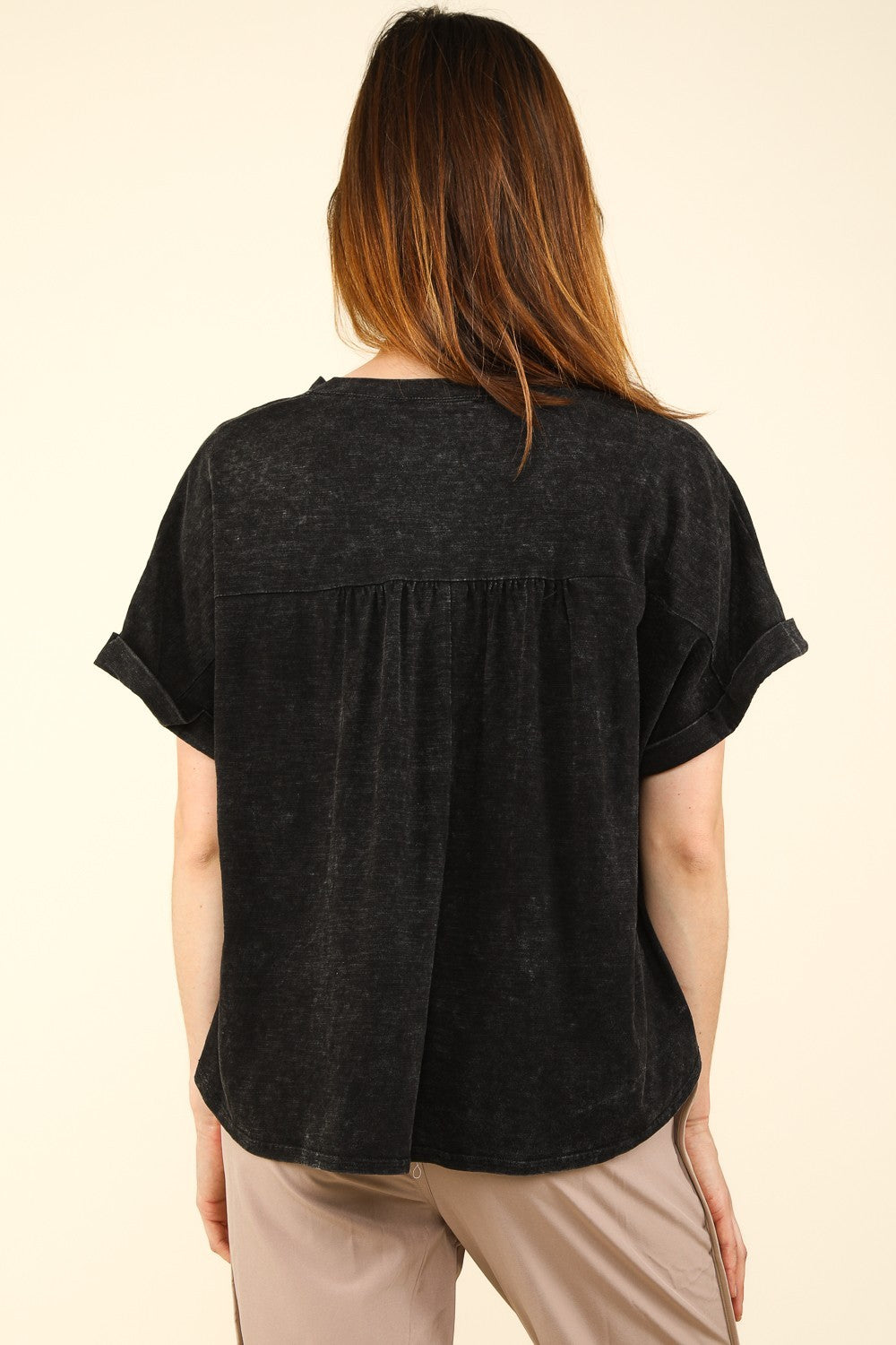 VERY J Nochted Short Sleeve Washed T-Shirt VERY J Nochted Short Sleeve Washed T-Shirt - TopFashionHQ
