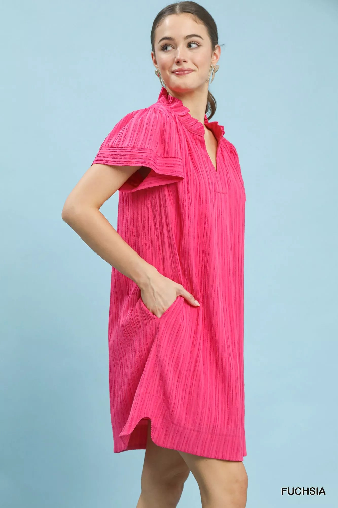 Umgee Flutter Sleeve V-Neck Shift Dress 83bba06d-1f81-4dce-9c94-0620711a35ed-Max-Origin
