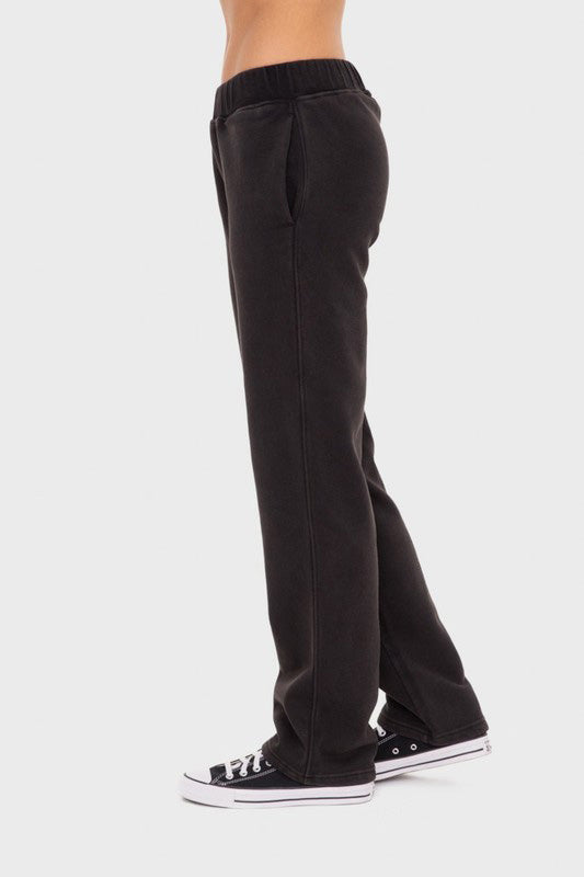 Mono B Elastic Waist Fleece Pants with Pockets Mono B Elastic Waist Fleece Pants with Pockets - TopFashionHQ