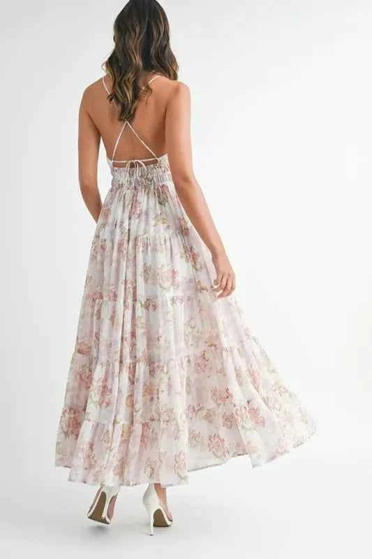 MABLE Floral Print Tiered Cami Maxi Dress MABLE Floral Print Tiered Cami Maxi Dress