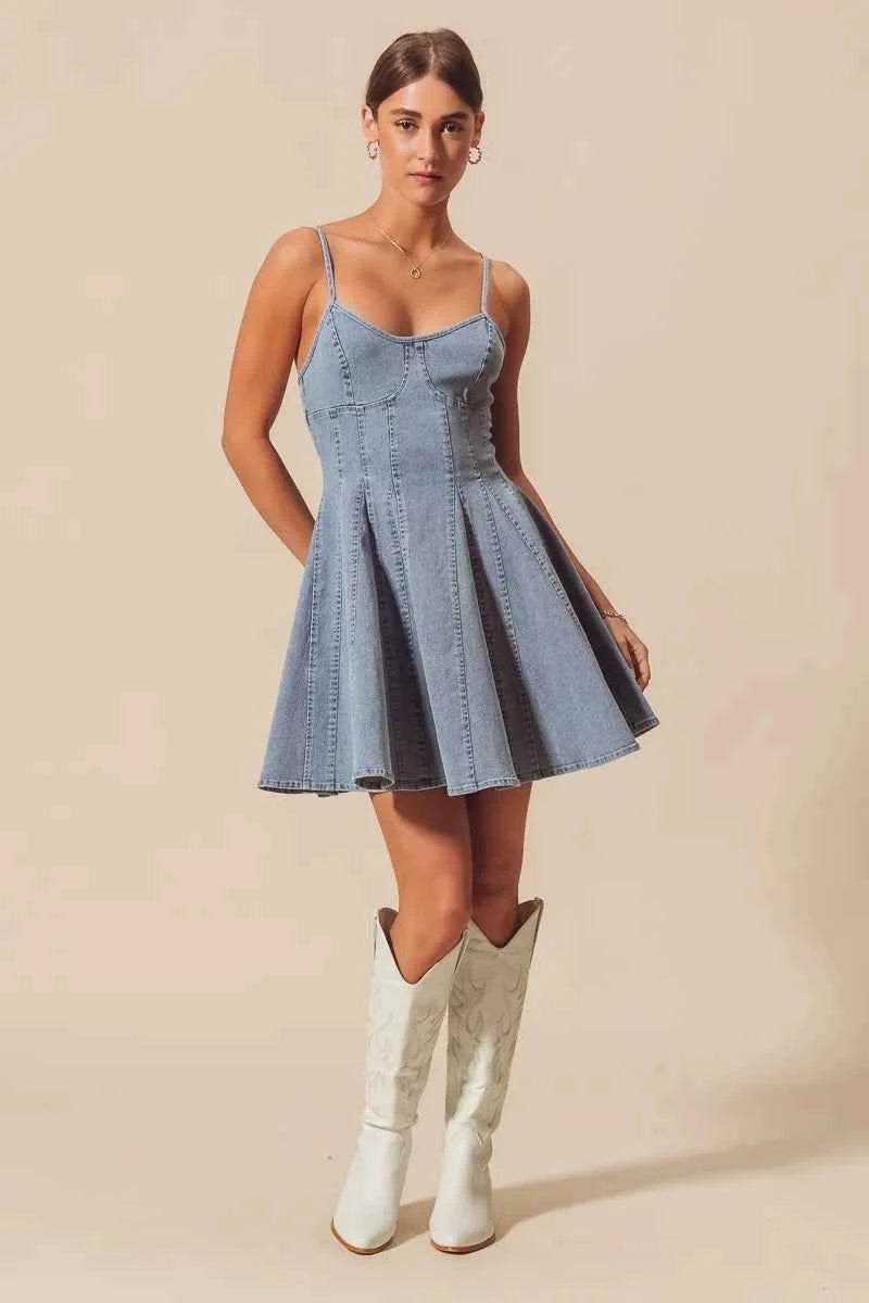 SO ME A Line Fit and Flare Denim Mini Dress SO ME A Line Fit and Flare Denim Mini Dress
