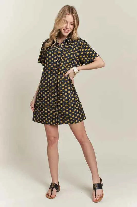 ADORA Floral Button-Up Mini Denim Dress ADORA Floral Button-Up Mini Denim Dress