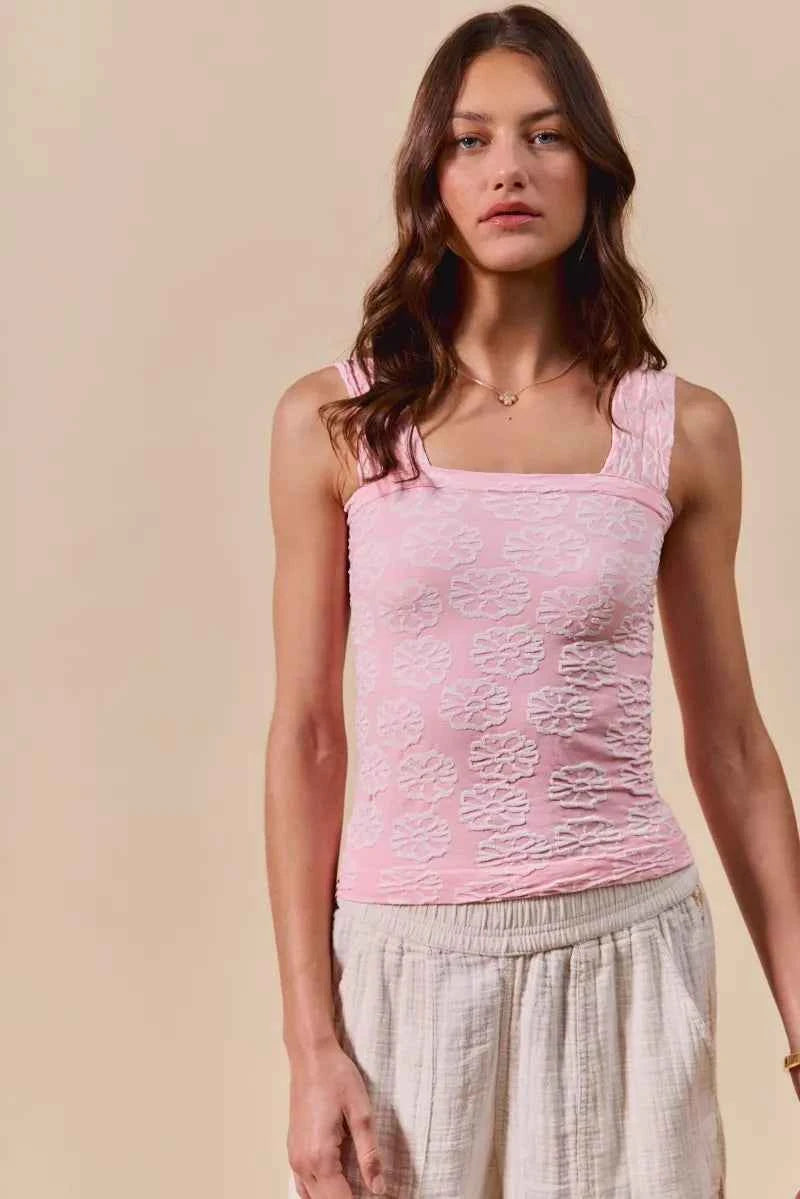 SO ME Two Tone Floral Seamless Tank Top SO ME Two Tone Floral Seamless Tank Top
